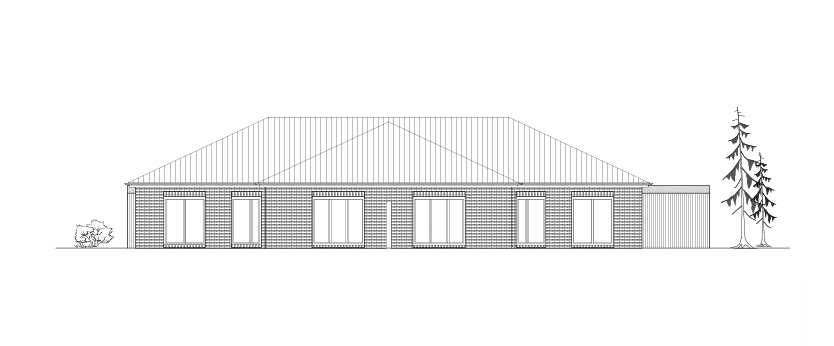 hdw-hausbau-projekt-hassel-doppelhaus-carport-am-sudthal Visualisierung des Neubauprojekts in Hassel am Sudthal. Schwarzweiß Außenansicht der Südseite.